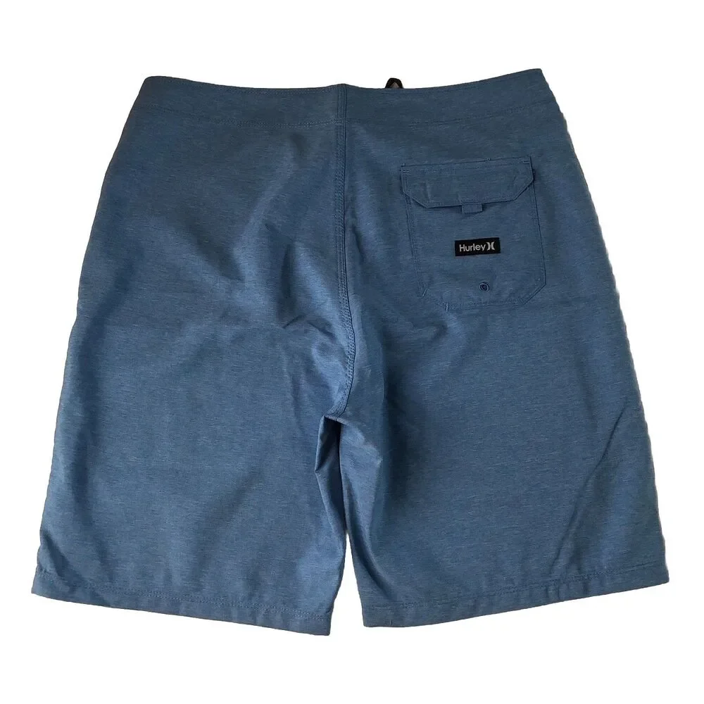 Hurley Mens Board-shorts Heather Blue Drawstring Swim Shorts Size 32
